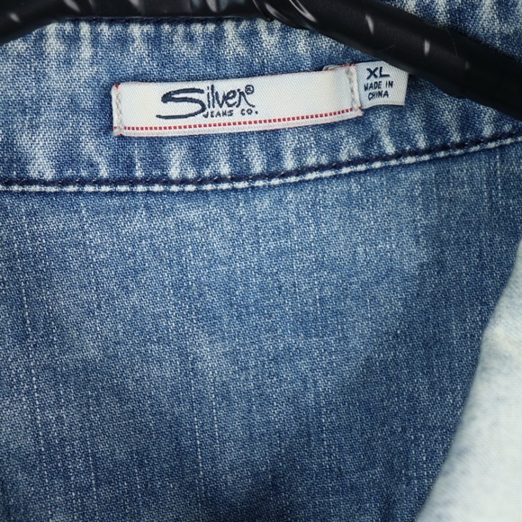 Silver Jeans Men's XL Light Wash Denim Button Down Shirt - Light Blue - Picture 2 of 10